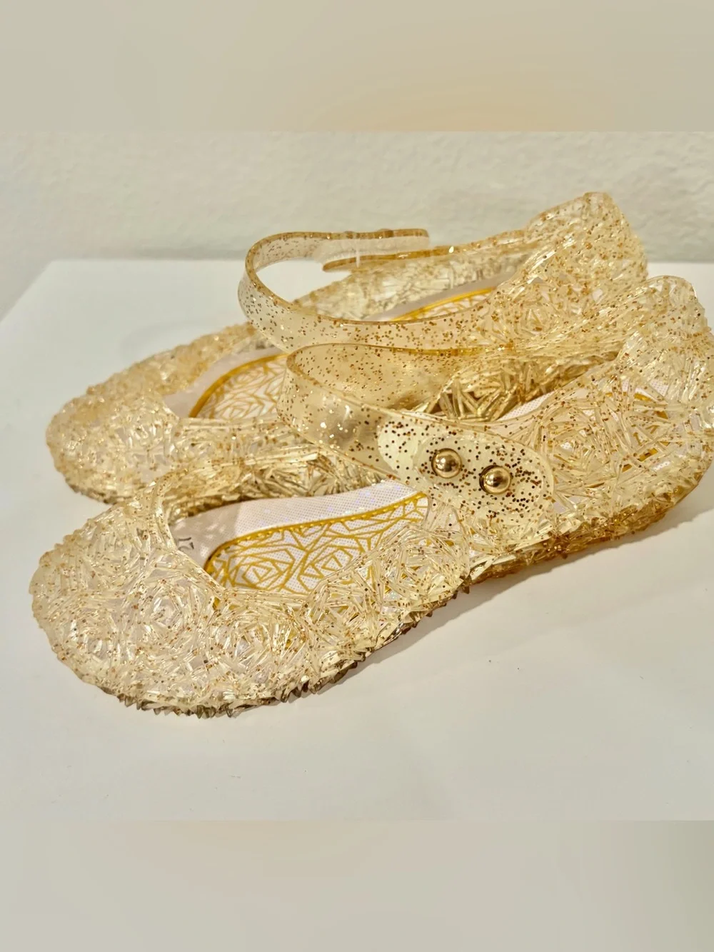 Lot of 2 pairs of  Glitter Jelly Mary Janes - Gold and Silver Size toddler 7-8